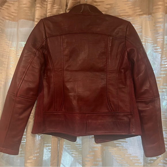 NWT - 100% Lambskin Maroon Leather Jacket - Picture 8 of 8